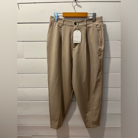 📍💛 Womance Atelier Beige Baggy Pants - Size 8 - NWT💛 - Picture 1 of 7